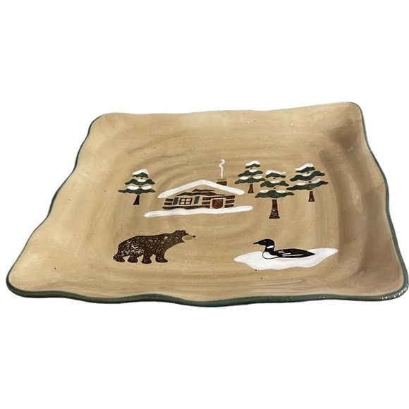 Vtg SONOMA life+style ‘Lodge’ Large Square 11" Serving Platter Winter Holiday - Picture 3 of 7